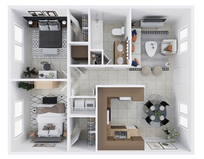 Two Bedroom One Bath A102 floor plan